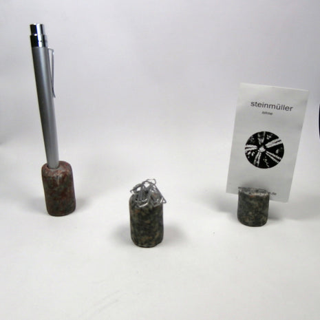 3-teiliges Schreibtisch-Set aus Granit – Unikat