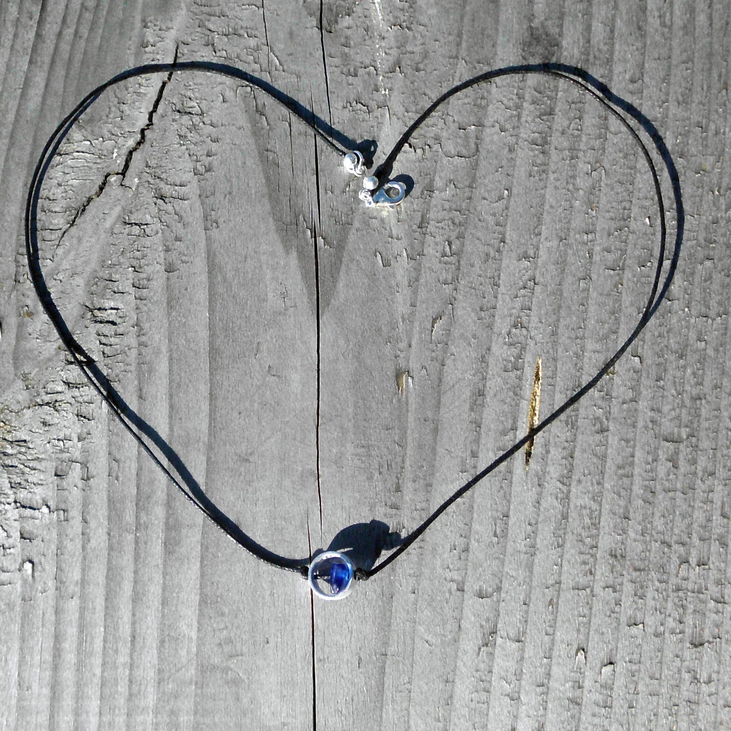 Collier mit Seeglas im Silberring – Unikat von Rügen