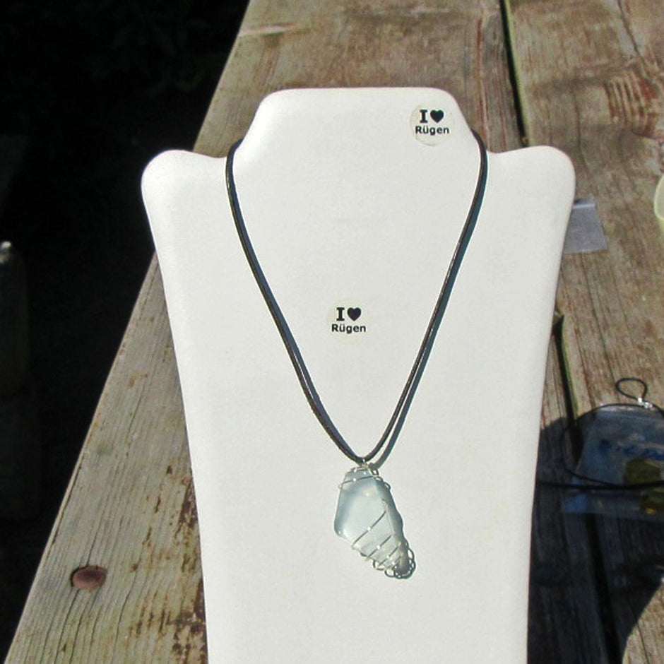 Spiralanhänger aus Seeglas in Weiß und Türkis