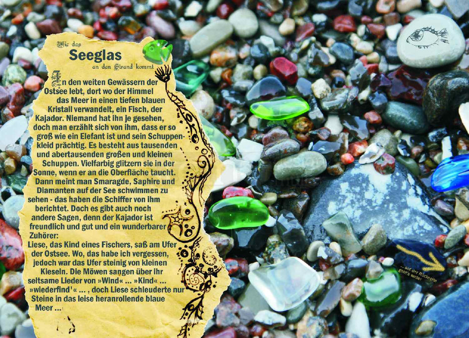 Seeglas Postkarte in Velvet Blue – Unikat von Rügen