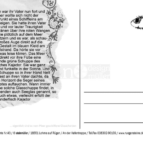 Seeglas Postkarte in Velvet Blue – Unikat von Rügen