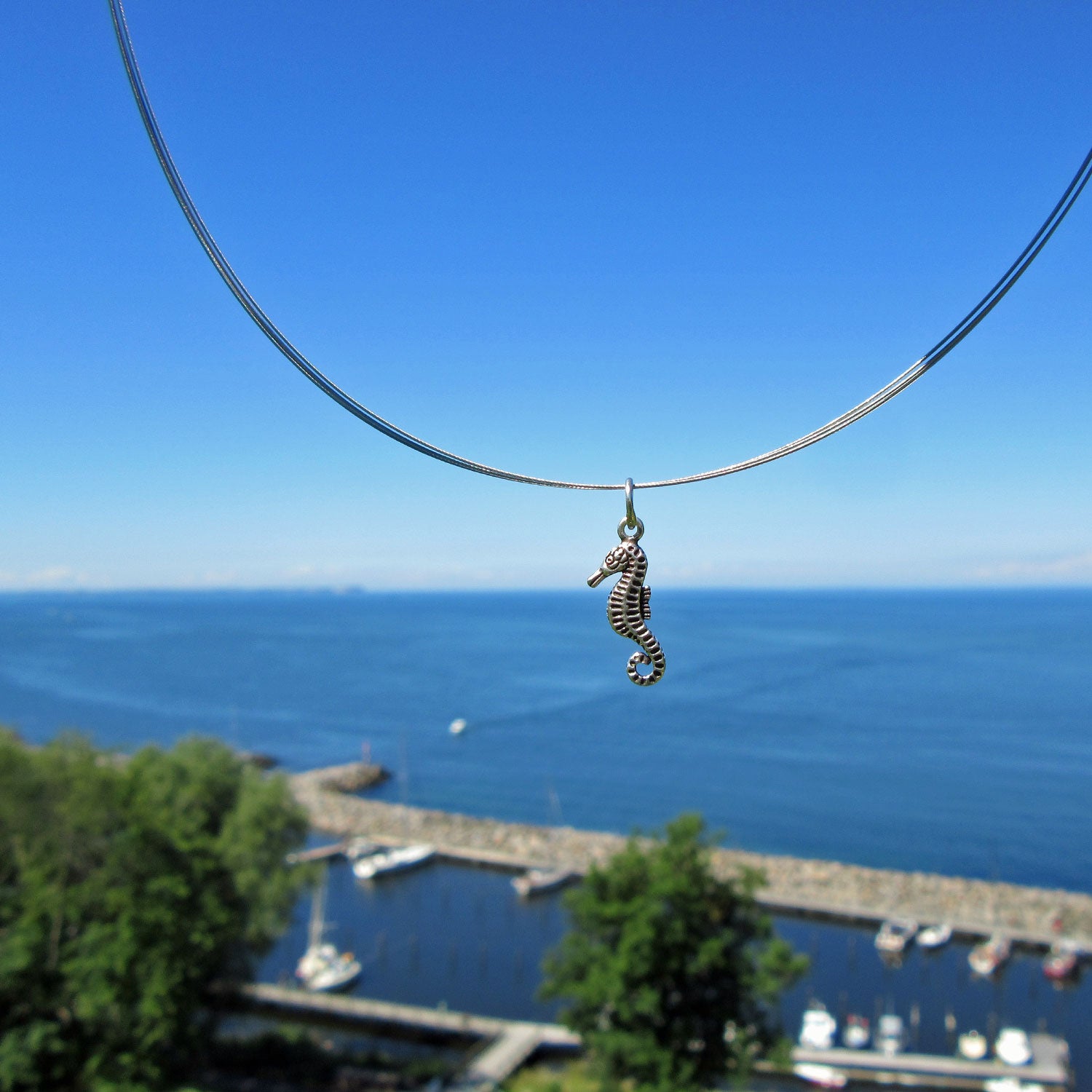 Silberanhänger in Form eines Seepferdchens – Unikat