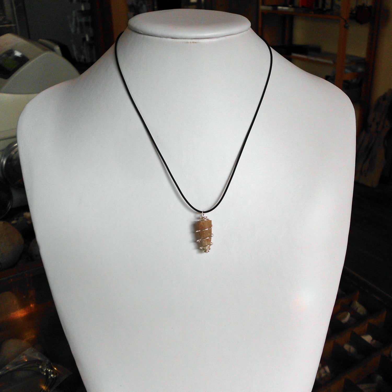 Donnerkeil (Belemnit) in kleiner Spirale – Fossil von Rügen