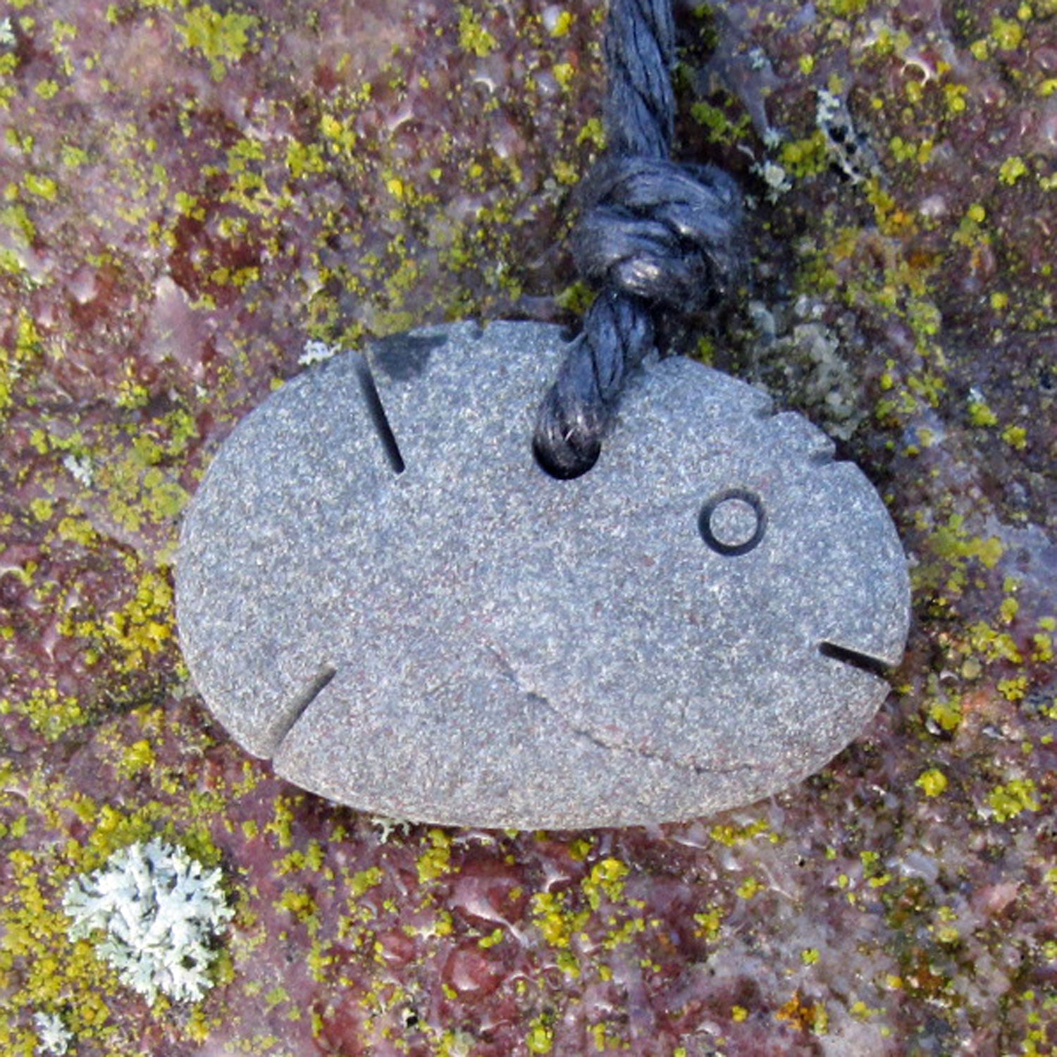 Kleiner Anhänger Steinfisch unpoliert aus Rügen