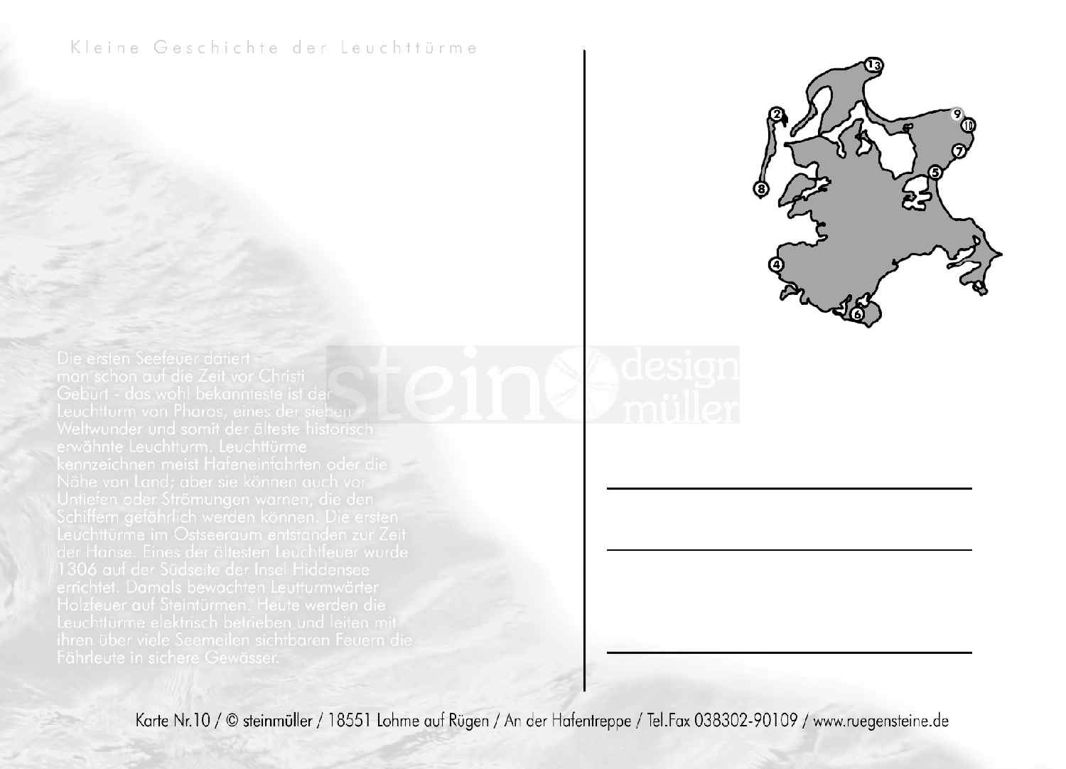 Postkarte Leuchttürme von Rügen und Hiddensee