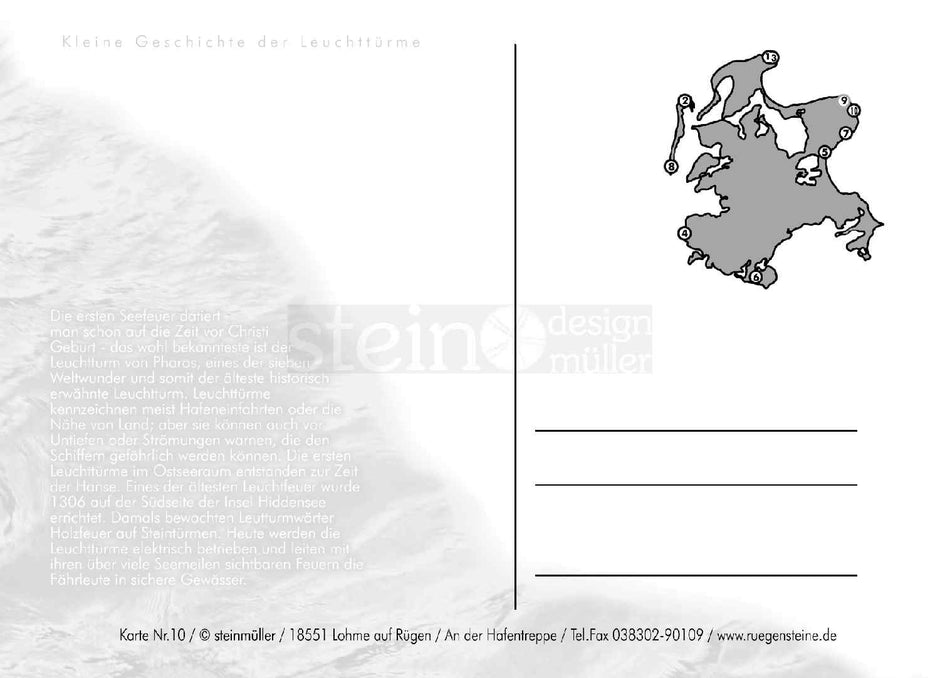 Postkarte Leuchttürme von Rügen und Hiddensee