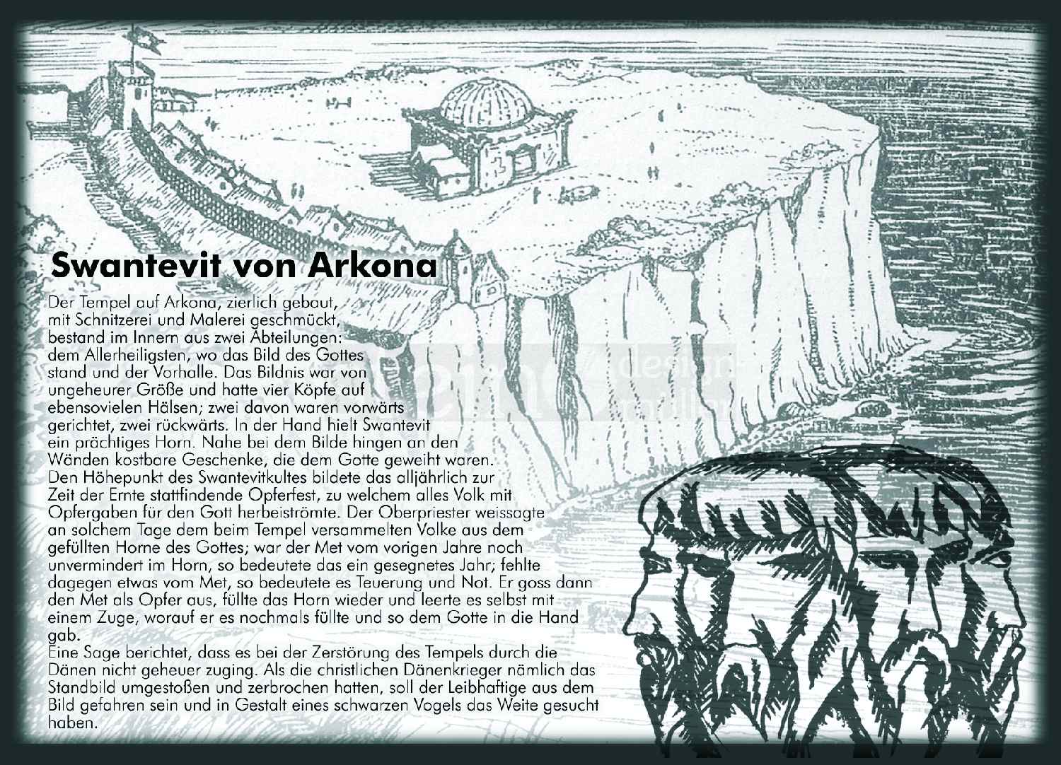 Postkarte „Svantevit-Tempel – Burg Arkona“