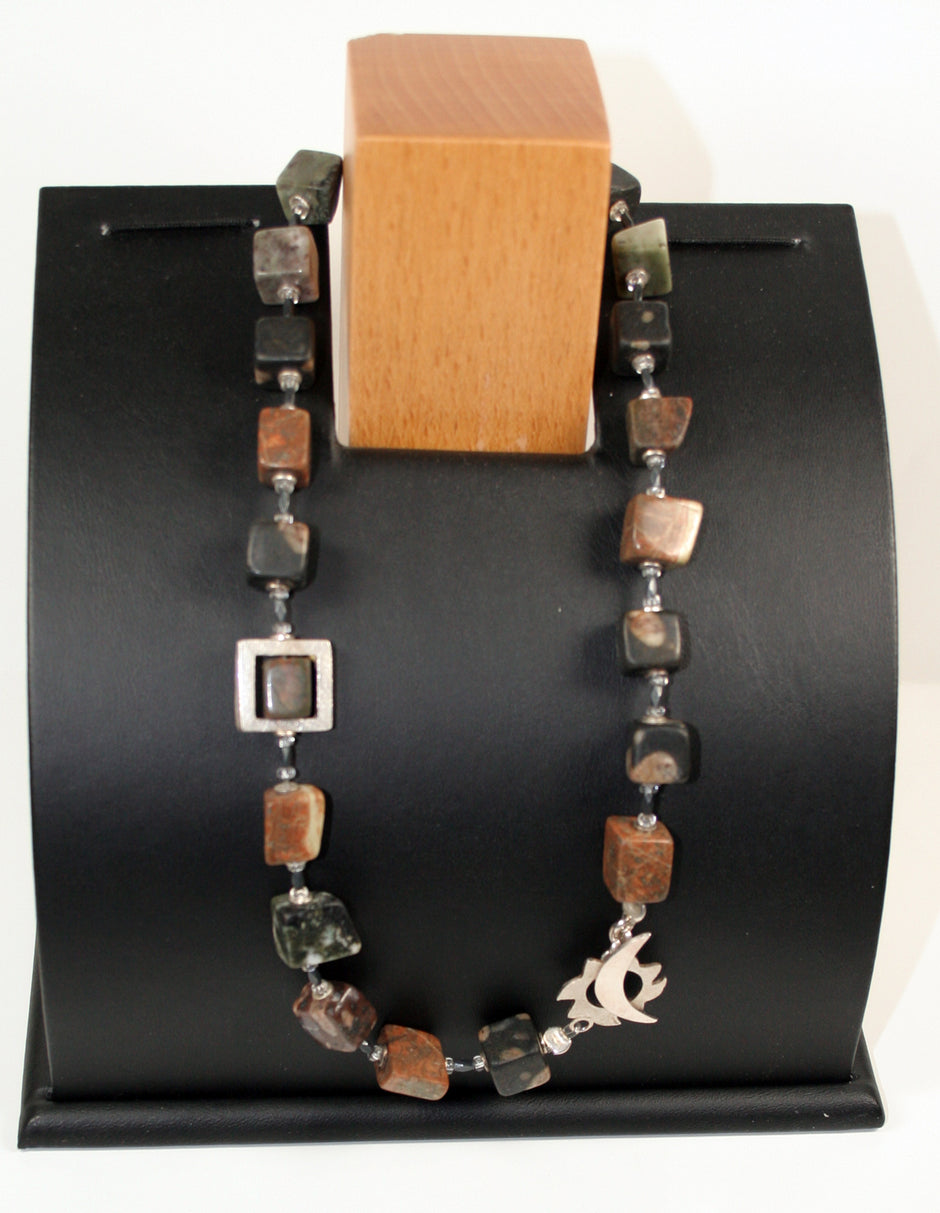 Collier Steinwürfel mit Silber