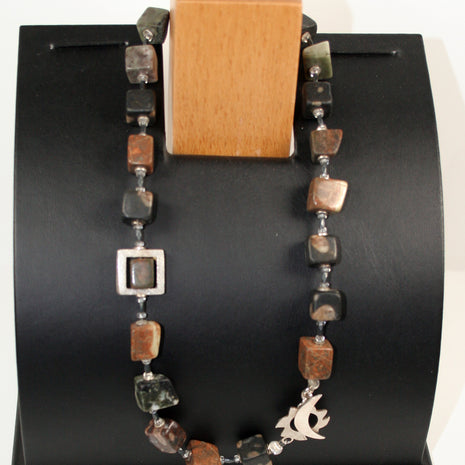 Collier Steinwürfel mit Silber