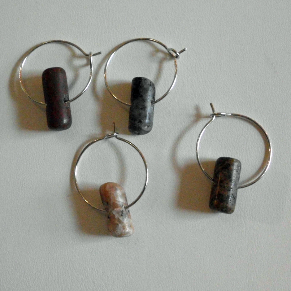 4er Set Weinglasmarker aus Seeglas und Steinen